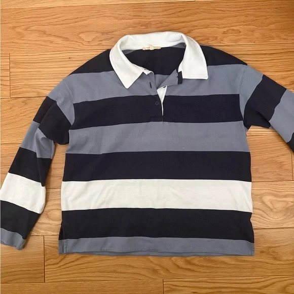 Madewell Navy, Light Blue & White Striped Rugby Polo - Picture 4 of 4